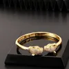 New trend fashion leopard open Bracelet women's real gold plated copper micro inlaid Zircon With Original Box