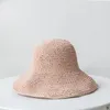 Chapéus largos da borda Raffia Sun Hat Summer Summer para mulheres praia Panamá palha de palha bucket femme Shade Hatwide