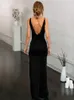 Urban Sexy Dresses Women High Slit Strappy Long Dress Party Club V Neck Backless Sling Prom Ladies Casual Evening Dräkt