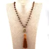 Colares pendentes moda jóias tribais boêmios de miçangas naturais de grãos de rosário link colar de borla