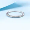 Solitärring NeeTim Ring aus 925er Sterlingsilber mit weißvergoldetem Volldiamantband, Verlobungs- und Eheringe für Damen 231031