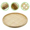 Dinnerware Sets Bamboo Sieve Snack Holder Round Wood Dining Table Fruit Tray Outdoor Tabletop Decor Weaving Storage Basket Case Handle