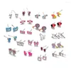 Studörhängen 20prs/set Super Cute Pink Lollipop Butterfly Candy Girls With Crystals Pearls Women Trendy Brinco Earring