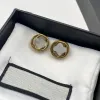 Classic 14K gold letter Stud earrings aretes orecchini Women's fashion simple designer jewelry high quality with box