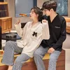 Vêtements de nuit pour femmes Automne Design Pyjamas Ensemble pour couple Coton Loungewear Femmes Mode Kimono Pijamas Hommes Solid Homewear