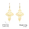 Dangle Boucles D'oreilles Exquis Vintage En Acier Inoxydable Évider Lotus Fleur Goutte Pendentif Punk Pour Les Femmes Unique Bouddhisme Bijoux