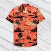 Camicie casual da uomo T-shirt a maniche lunghe da uomo Camicia con stampa Sunset Beach Top con polsini corti Porta bottoni 100 poliestere da uomo