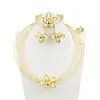 Collana Orecchini Set Anello girocollo color oro italiano Gioielli da donna Bracciale con pendente a forma di fiore di quattro