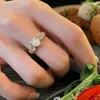 Cluster Rings LIVVY Fashion Sweet LOVE Heart For Women Accessories Trendy Elegant Simple Light Luxury Bride Jewelry