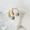 Stud Earrings Fashion Real Gold Color Plated Glossy Waterdrop For Women Copper Geometric Ball Woman Jewelry Gifts