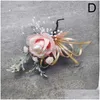 Flores decorativas coronas flores decorativas flor de rosa artificial muñeca cor pulsera de boda dama de honor hermanas de seda mano Boutonn Dhoni