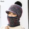 Bouchons à vélo tricot en laine épaisse chapeau tricot décontracté Keep tiède écharpe siamoise collier de vent d'ensembles d'hiver extérieur