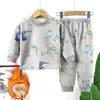 Pyjamas Autumn Winter Kids Thick Warm Pyjamas Baby Boys Girls Cartoon Long Sleeve Round Neck Pyjamas Toddler Sleepwear Clothing Set 231031