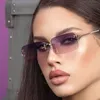 Güneş Gözlüğü Çerçeveleri Lüks Marka Küçük Dikdörtgen Kadınlar 2023 Mor Pembe Tonlar 90'lar Vintage Rimless Square Güneş Gözlükleri Unisex 231101