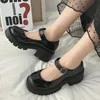 Klänningskor vårplattform läderskor kvinnor lägenheter casual oxford loafers tjocka botten damer kil lolita skor Mary Jane Women Moccasins 231031