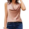 Women's Blouses 2023 Fashion Summer Sleeveless Satin Woman Pleated Silk Shirts Youth Loose Vest Tops Blusas Para Mujer Elegant 25185