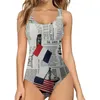 Maillots de bain pour femmes 2023 Jour de l'indépendance Mode Patriotique 4 juillet Femmes Été 3D Imprimer Drapeau américain Stripe Sexy Maillot de bain une pièce