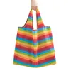 large foldable shopping bag polyester printted reusable eco friendly shoulder bag folding pouch storage bags