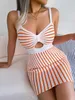 Ins stijl lente en casual jurken zomer sexy contrasterende kleur gestreepte hoge taille