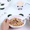 Servis uppsättningar 4st tecknad melamin barn bestick set kawaii kinesiska panda ris skål middag tallrik sked kök kök tillbehör