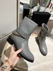 Designer Laarzen Australisch modemerk Luxe lederen laarzen Kettingrits Dikke hak Platte laarzen Zwart Wit Professionele leren laarzen Martin Boots