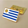 Pin de bandera de Uruguay para fiesta, 2,5x1,5 cm, insignia de medallón Rectangular dorada recubierta de Color de Pvc fundido a presión de Zinc sin resina añadida