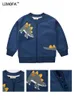 Ceket ljmofa erkekler bahar sonbahar ceket bebek çocuklar ceket karikatür dinozor fermuar hoodies için çocuk sweatshirt beyzbol ceketi d166 230331