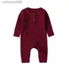 Jumpsuits Spring Autumn Newborn Infant Baby Boys Girls Romper Playsuit Jumpsuit Cotton Solid Color Long Sleeve Baby Rompers ClothesL231101