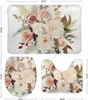 Bath Mats Rug Sets 3 Piece For Bathroom Boho Chic Bouquet Warm Fall Winter Tones Anti-Slip Absorbent Toilet Lid Cover