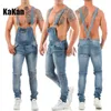 Jeans pour hommes Kakan Bretelles européennes et américaines Bleu Noir Déchiré Couleur Correspondant Combinaison Longue K34 992 231031