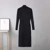 Casual Jurken MASTGOU Chique Vrouwen Lange Gebreide Maxi Trui Jurk Herfst Winter Dikke Warme A-lijn Elegante Slim Fit Knielengte Midi