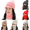 Bérets Femme Adulte Solide Pompon Chapeau Hiver Chaud Tricot Crochet Casquette Écharpe Foulard Visière Visière