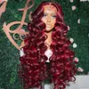 Wigs Brazilian 99J Dark Red Gluless Highlight Wig loose deep wave Human Hair Wigs 13X4 Lace Frontal Wigs Water Wave Closure Wigs