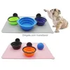 Comederos para perros Comederos para perros Comederos para mascotas Tazón para gatos Estera de comida con labios altos Sile Antiadherente Almohadilla de alimentación impermeable Bandeja para comedero para cachorros Wat Dhu4B