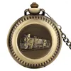 Pocket Watches Luxury Bronze Locomotive Train Quartz Watch With Chain Steampunk Charm Antique FOB Clock Timepiece Gifts Man Full