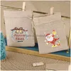 Gift Wrap Gift Wrap 10Pcs/Lot Christmas Linen Flax Dstring Bag Santa Claus Snowman Print Year Party Candy Gifts Packaging Pouches Drop Dhsdp