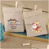 غلاف الهدية غلاف الهدايا 10pcs/Lot عيد الميلاد الكتان الكتان DSTRING BAG SANTA CLAUS SNIMMAN PRINT