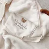 Blankets Korean Embroidered Bear Baby Blanket Coral Fleece Soft Born Infant Swaddle Wrap Bedding Stroller Cover Warm Cloaks