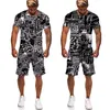 Męskie dresy śmieszne 3D kreskówka drukują męskie szorty T-shirt Suit 2022 Summer męski sportowy odzież 2PC Zestaw Hip Hop Tee Top Streetwear Men Ubranie W0322