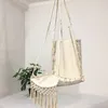 Camp Furniture Swing Net Chair Hammock Nordic Style Beige Hanging Rope Outdoor Garden Adult