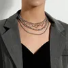 Kettingen Punk Hollow Heart Multi Layered Necklace 2023 Mode Dikke ketting Kettingen voor vrouwen Party Gift Bijoux Statement Sieraden