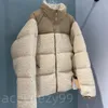 Damska kurtka polar jacke zimowy puffer płaszcz biały kaczka w dół swobodny kołnierz płaszcz patchwork jagnięcy polar ciepły, masywny haft haftowe litery stałe kolory ubrania