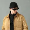 Berets unissex inverno malha viseiras chapéus cor sólida lã curto beirais engrossado quente earmuffs bonés homens mulheres ao ar livre casual boné