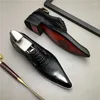 Dress Shoes Genuine Leather Men Fashion Brogue Wedding Pointed Toe Lace Up Business Formal Black Social Shoe