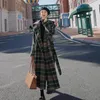 여자 양모 블렌드 S-XL 여자 모직 코트 가을 겨울 여성 블렌드 재킷 턴 다운 칼라 X-LONG LOOTH PLAID 패션 숙녀 겉옷 HW129 231101