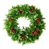 Dekorative Blumen, künstlicher Weihnachtskranz, 45 cm, grüne Blätter, rote Beeren, für drinnen und draußen, Weihnachten für Büro, Kamin, Wand, Festival, Hochzeit