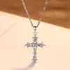 Cross pendant necklace S925 sterling silver AAA zircon high-end necklace European American fashion women collar chain wedding party jewelry Valentine's Day gift SPC