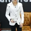 Abiti da uomo Samlona Plus Size 3xl Uomo Elegante Per il tempo libero Casual Blazer Kpop Stile 2023 Autunno Semplice Stampa Giubbotti Colletto Lopal Skinny