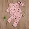 Set di abbigliamento Citgeett Autunno nato Neonate Ragazzi Abito a costine Stampa cuore Girocollo Top manica lunga in pizzo Pantaloni Primavera Set 230331