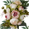 Decorative Flowers Wreaths Decorative Flowers 2Pcs Artificial Flower Rose Peony Welcome Wedding Guest Card Decoration Arch Backgroun Dho7U